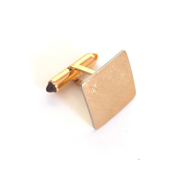 Vintage Estate Krementz Brushed 14k Gold Overlay Plated Tie Clasp Cufflinks Set - Picture 4 of 7